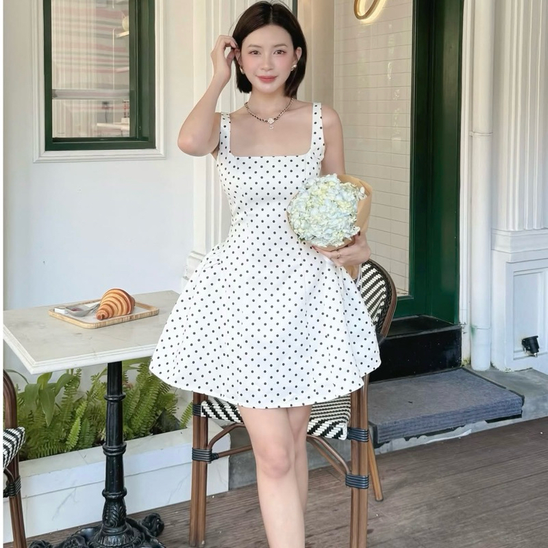 Đầm chấm bi 2 dây hàng TK xịn