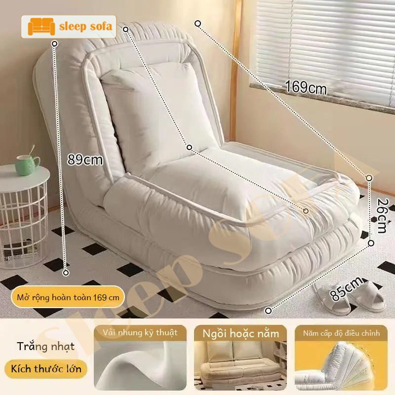 Loại lớn 165cm Ghế Sofa Bệt Lười Cao Cấp， Lười Ngả 90-180 Độ，Ghế Sofa Giường Gấp Gọn，Tatami | BigBuy360 - bigbuy360.vn