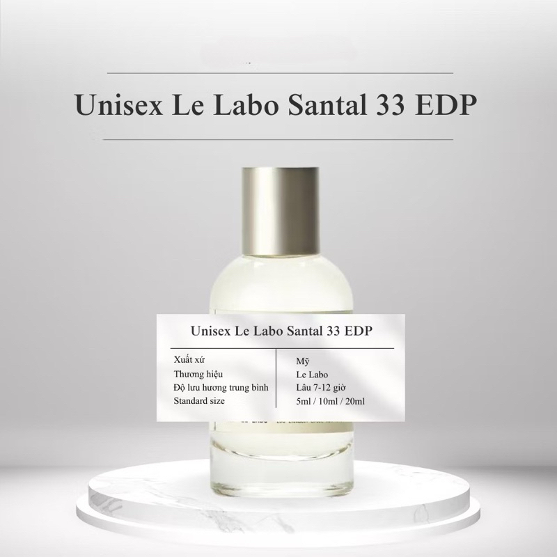 Siêu phẩm nước hoa Nam Nữ Lê labo 33 - Lưu Hương 6-8h