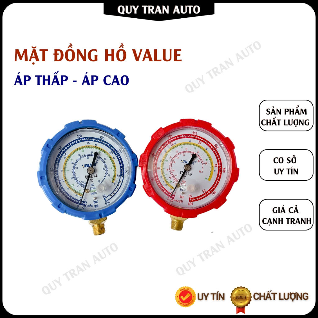 Mặt đồng hồ nạp gas Value áp thấp - áp cao (Hàng chính hãng Value) - Quý Trần Auto