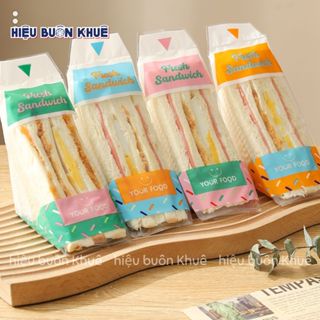 100 Túi Đựng Bánh Mì Sandwich Tam Giác Xé Mở Dễ Dàng, Tiện Lợi
