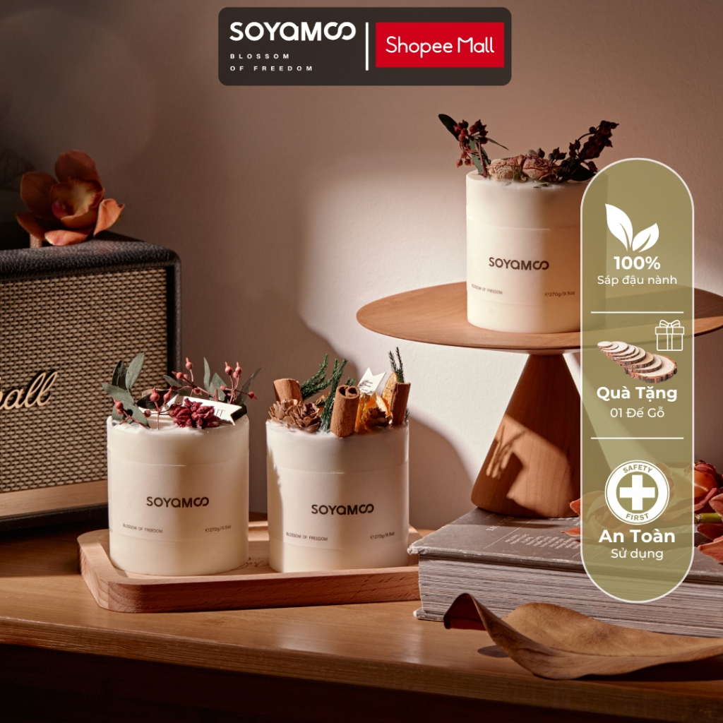 [Kèm Đế] Nến Thơm SOYAMOO Floral Forest Sáp Đậu Nành Giúp Thư Giãn, Giảm Stress, Hương Tự Nhiên