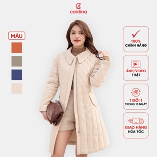 Áo phao nữ CARDINA chất liệu chất liệu chần bông cao cấp siêu nhẹ kiểu dáng dài cổ bẻ có đai eo tôn dáng 4PDF01