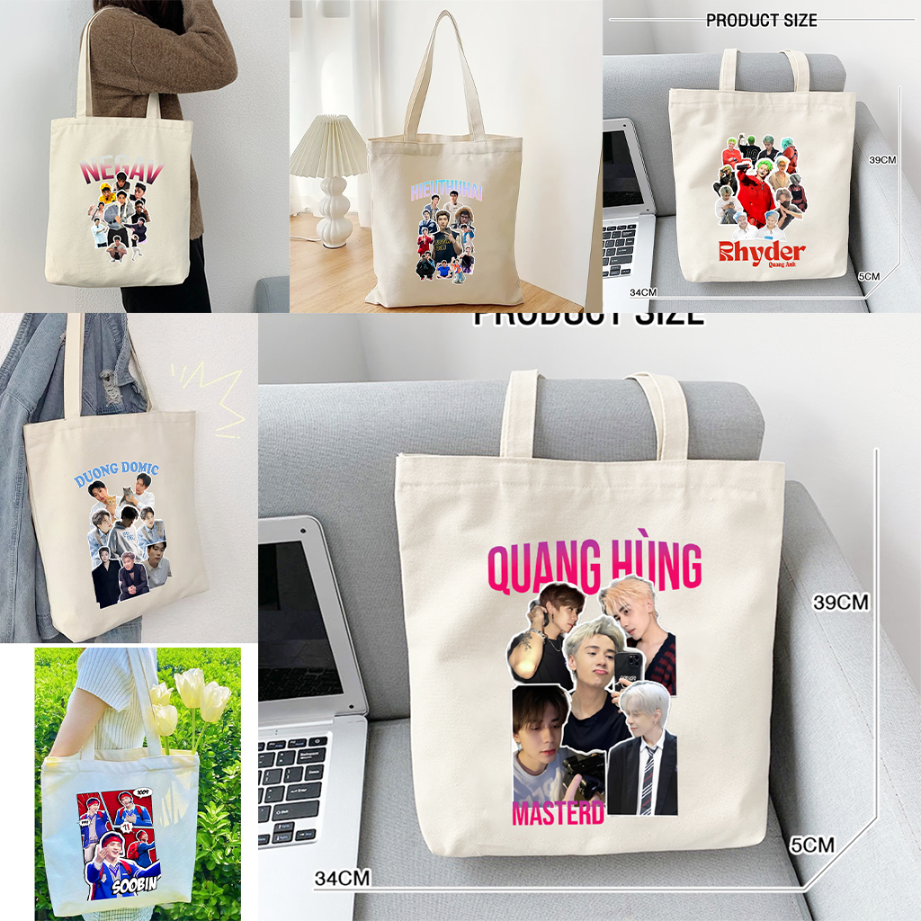 Túi tote vải canvas anh trai say hi túi đeo vai đi học đi chơi thời trang hàn quốc kích thước 35x40cm