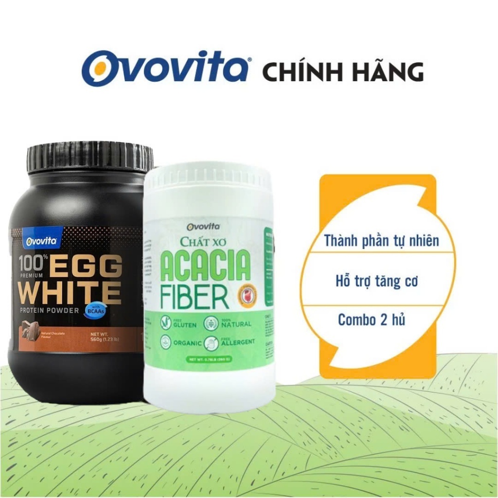 Bộ đôi Egg White Protein 560g & Acacia Fiber 360g OVOVITA - giúp bổ sung protein & chất xơ tự nhiên