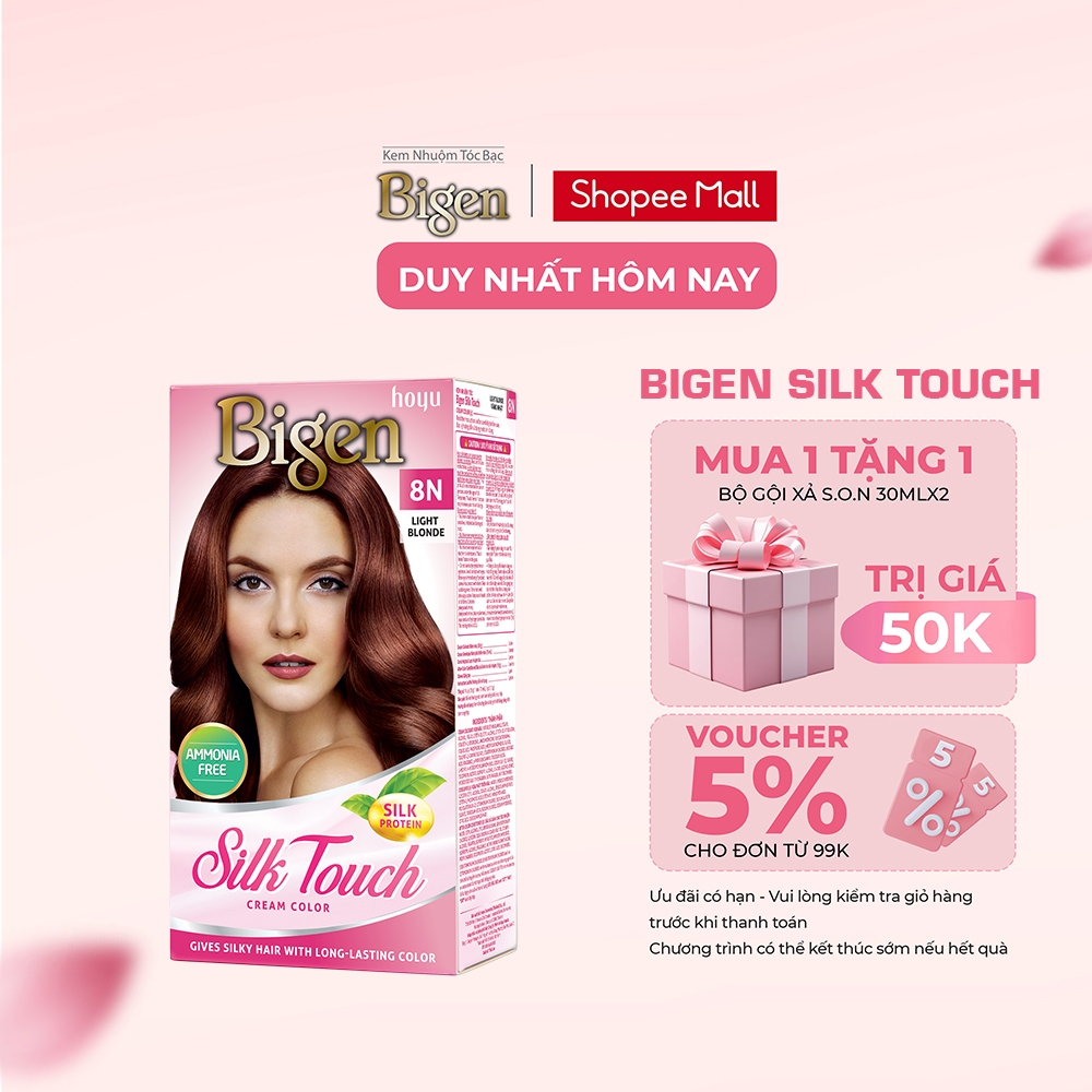 Thuốc Nhuộm Tóc Phủ Bạc Dạng Kem Bigen Silk Touch - Thảo Dược Dưỡng Tóc Đa Dạng Màu Thời Trang Cho Tóc Dài Và Dày 135Ml