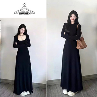  Váy suông dáng xoè dài tay ôm eo thiết kế sang trọng thời trang thu đông cho nữ xuongmaythuhien 
