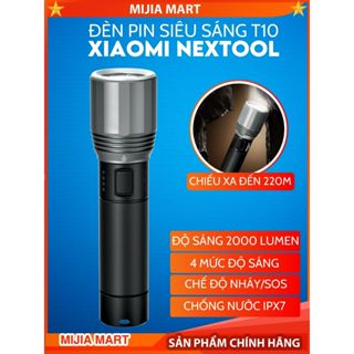 Đèn Pin siêu sáng 2000lumen Xiaomi NexTool T10. Đèn Pin Mini chiếu xa lên đến 220m, nhỏ gọn, siêu bền