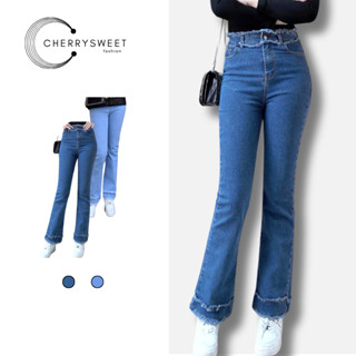 Quần bò ống loe vải jean CHERRY cạp cao tôn dáng giá rẻ cho nữ T143