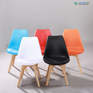  Ghế nhựa chân gỗ eames cafe bàn ăn văn phòng  tựa lưng cao đẹp hiện đại LAGN33-1   GIAO HỎA TỐC  