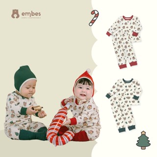  Đồ Bộ NOEL Cho Bé Embes Bộ Dài Tay Thu Đông Họa Tiết Giáng Sinh Chất Cotton Mềm Cho Bé Từ 8kg-18kg 