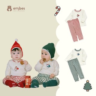  Đồ Bộ NOEL Cho Bé Embes Bộ Quần Áo Dài Tay Họa Tiết Giáng Sinh Chất Cotton Mềm Cho Bé Từ 8kg-18kg 