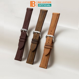 Dây đồng hồ nam da sáp ngựa điên- khâu tay thủ công D111 size 18mm, 20mm, 22mm, 24mm-Bụi Leather