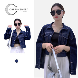 Áo khoác bò jean croptop cho nữ  CHERRY SWEET giá rẻ from rộng chất liệu cao cấp T132