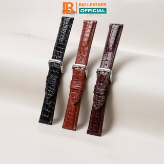 Dây đồng hồ nam da cá sấu vân hông-khâu tay thủ công D103B size 18mm, 20mm, 22mm, 24mm-Bụi Leather