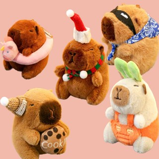 Móc Khóa Capybara Balo Rùa, Gấu Bông Capybara Đội Nón Xinh Xắn, Chuột Lang Đáng Yêu