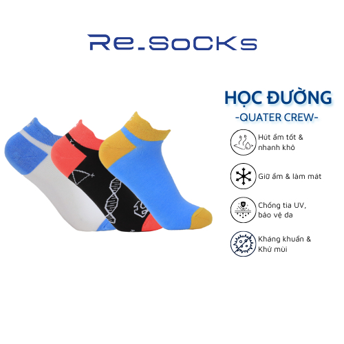 Tất Vớ Nam Nữ Re.socks Vietnam Cổ Trung HỌC ĐƯỜNG - Sợi Bamboo Thân Thiện Môi Trường, Thời Trang, Th