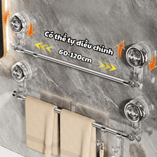 Giá Treo Khăn Nhà Tắm Cốc Hút Góc Tường Xoay 180 Độ, Thanh Treo Đa Năng Kèm Móc Tăng Giảm Chiều Dài Ogi Home - KNT03