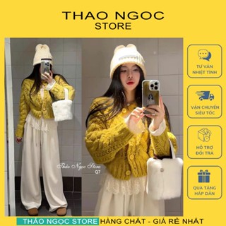 Áo khoác len xoắn thừng nữ croptop tay dài hàng QC! (có sẵn, hình thật) THẢO NGỌC STORE