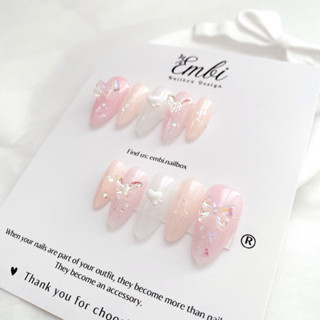 [HOT SALE] Nail Box hồng nhạt Charm tim Hot trend Hàn Quốc Nữ Embi.nailbox E027