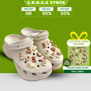  Dép sục Cross Band Mega Crush Clog tăng chiều cao cho nam nữ có gai êm chân nguyên khối gắn charm 