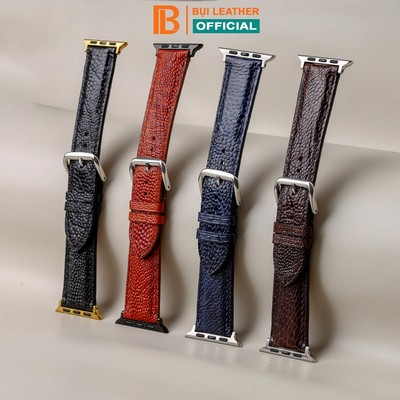 Dây AW da đà điểu không vảy-khâu tay thủ công D109B-size 38mm, 40mm, 41mm, 42mm, 44mm,45mm, 49mm - Bụi Leather