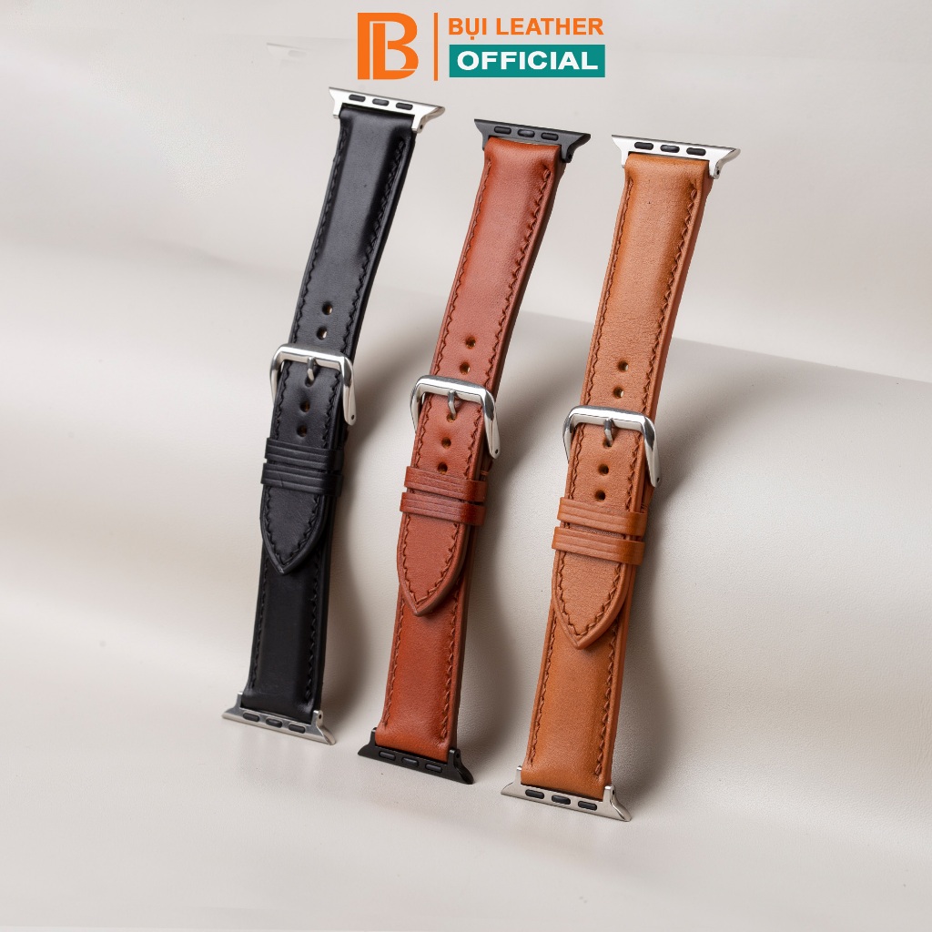 Dây da Vachetta cho Apple watch nam nữ-khâu tay thủ công D118-size 38mm, 40mm, 41mm, 42mm, 44mm,45mm