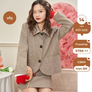 [Kris Set] Áo khoác dạ 2 lớp vạt tròn Kris | Chân váy chữ A Kris - by ufo.thebasic