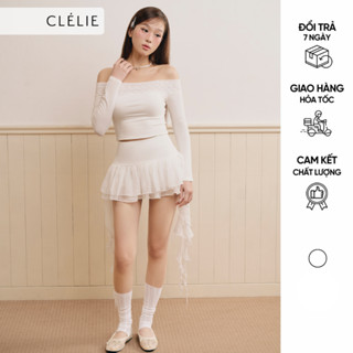  Set áo trễ vai phối ren và chân váy xếp tầng phối bèo tua rua | EMMA SET - CLÉLIE 