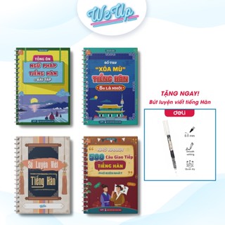 SÁCH - Combo 4 cuốn : Sổ tay xóa mù Tiếng Hàn, Sổ tổng ôn ngữ pháp, 500 câu giao tiếp mỗi ngày và Sổ ghi chép tiếng Hàn