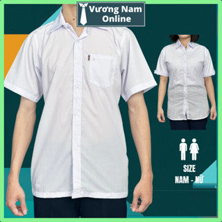 Áo sơ mi học sinh nam trắng tay ngắn và dài vải kate hàng tiêu chuẩn vạc ngang VNO93