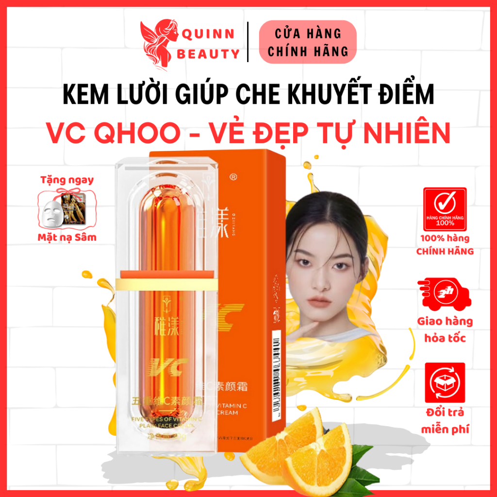 Kem Lười Che Khuyết Điểm Vc QHOO - Kem vitamin C che khuyết điểm VC QHOO từ Hàn Quốc - Sáng da chống nắng - QUINN BEAUTY