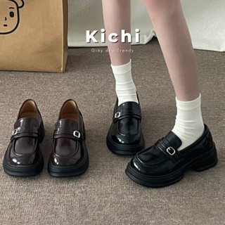 Giày loafer KICHI khuy nhỏ đế cao 4,7cm giày oxford dễ phối đồ đi làm đi học đi chơi giày da nữ basic tôn dáng đốc 88