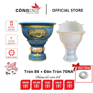 Khuôn Chậu Cảnh Đẹp, Khuôn Chậu Tròn 86 Công cnc kết Hợp Đôn Tròn Cao 70 Ngọc An (Tặng Kèm Tấm Xoay Tròn 86)