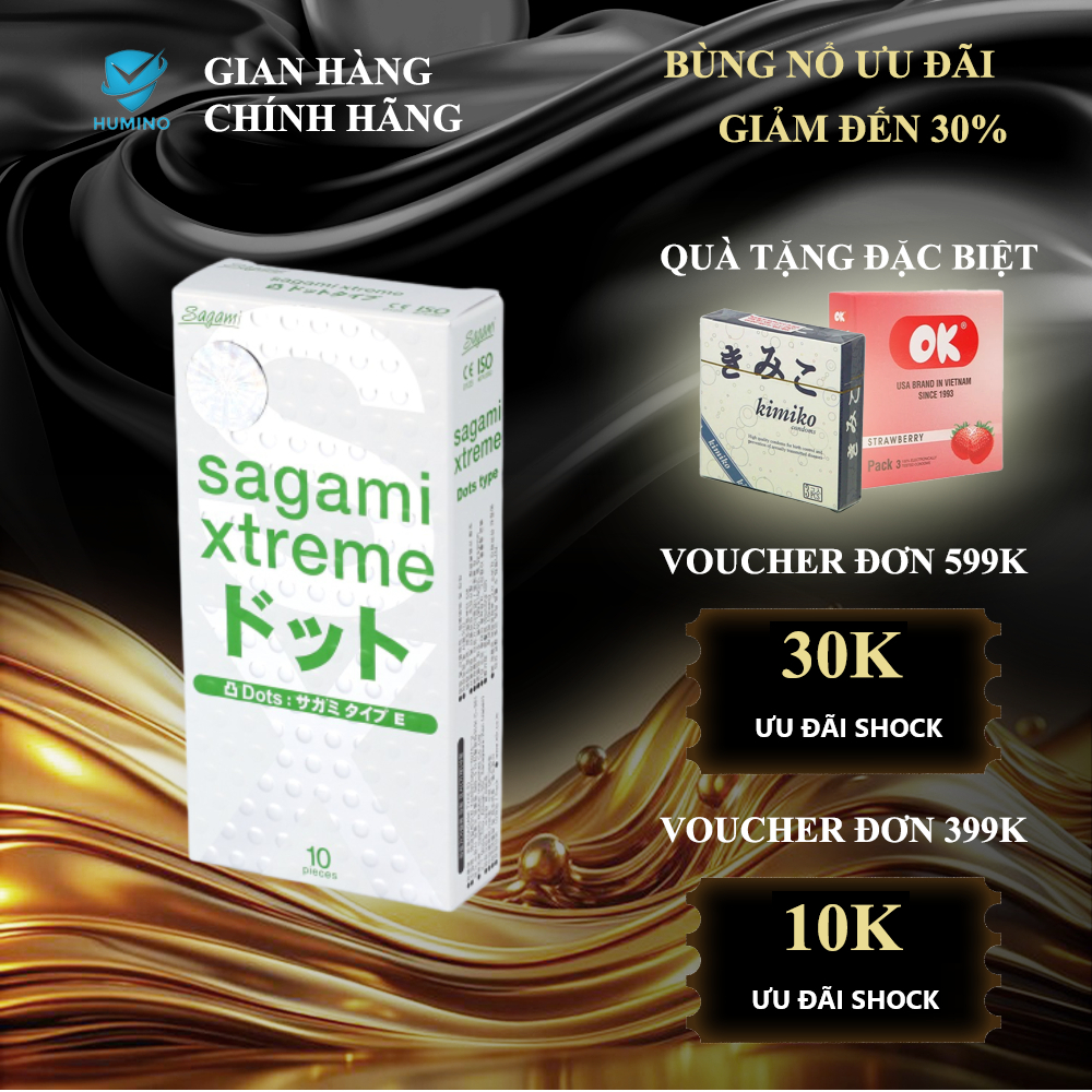 Bao Cao Su Gân gai 10 chiếc Sagami Extreme White - Nhật Bản