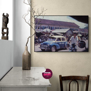Tranh treo tường Sài Gòn xưa, tranh decor chất liệu Canvas khung Gỗ, decor quán cafe, phòng ngủ