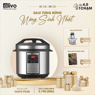new Nồi áp suất điện đa năng, nồi hầm Olivo PC60 - 16 chức năng - Dung tích 6L - Công suất 1000W - Thương hiệu Mỹ creen