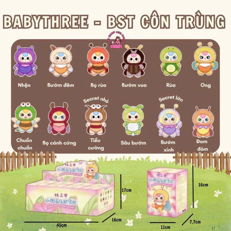 [Authentic💯] Túi Mù Blind Box Baby Three Chủ Đề Côn Trùng Tiểu Linh Tinh * BLINDBOX BABY THREE CÔN T