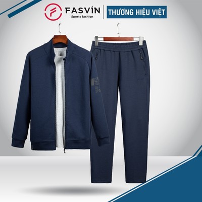 Bộ Nỉ Xốp Nam FASVIN ABT24655+DT24650.HN quần ống suông vải thể thao độ dầy vừa phải nhẹ nhàng ấm áp