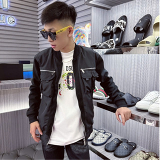 Áo Khoác Nam DSQ 576 Phối Tay Dạ Bản Khóa Chuẩn Chất Gió Trần Bông 3 Lớp NHẬN HÀNG NHƯ ẢNH Kiểu Dáng Khoác Ngoài