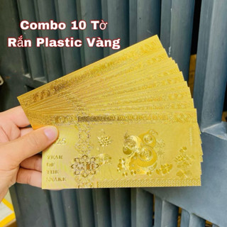 Combo 10 tờ hình rắn plastic mạ vàng, Lì xì Tết 2025 cao cấp TINAMO