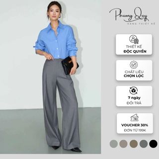   Q02  Quần suông ống rộng ,quần tây nữ công sở chất liệu vải trượt hàn cao cấp 