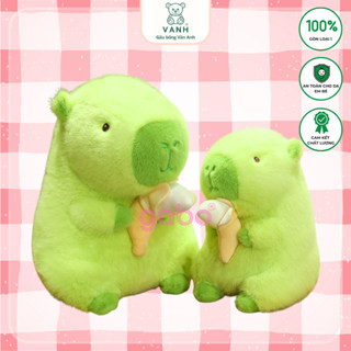 Gấu Bông Capybara Xanh Cầm Chuối, Chuột Lang Màu Xanh Lá ăn chúi