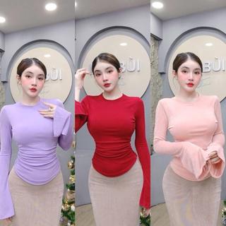 A3 - Áo Tay Loe Dài Nhũ Vạt Bầu Nhún Eo Mai Bùi Store
