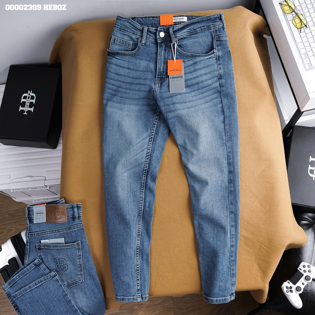 Quần jean slim Heboz 80, quần dài nam chất vải denim co giãn cao cấp - 00002399
