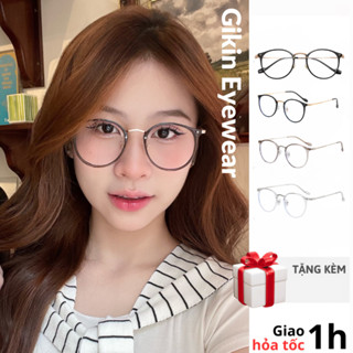 Gọng kính cận nữ dáng oval chất liệu nhựa dẻo phối kim loại chắc chắn phong cách Hàn Quốc Pigme MS19