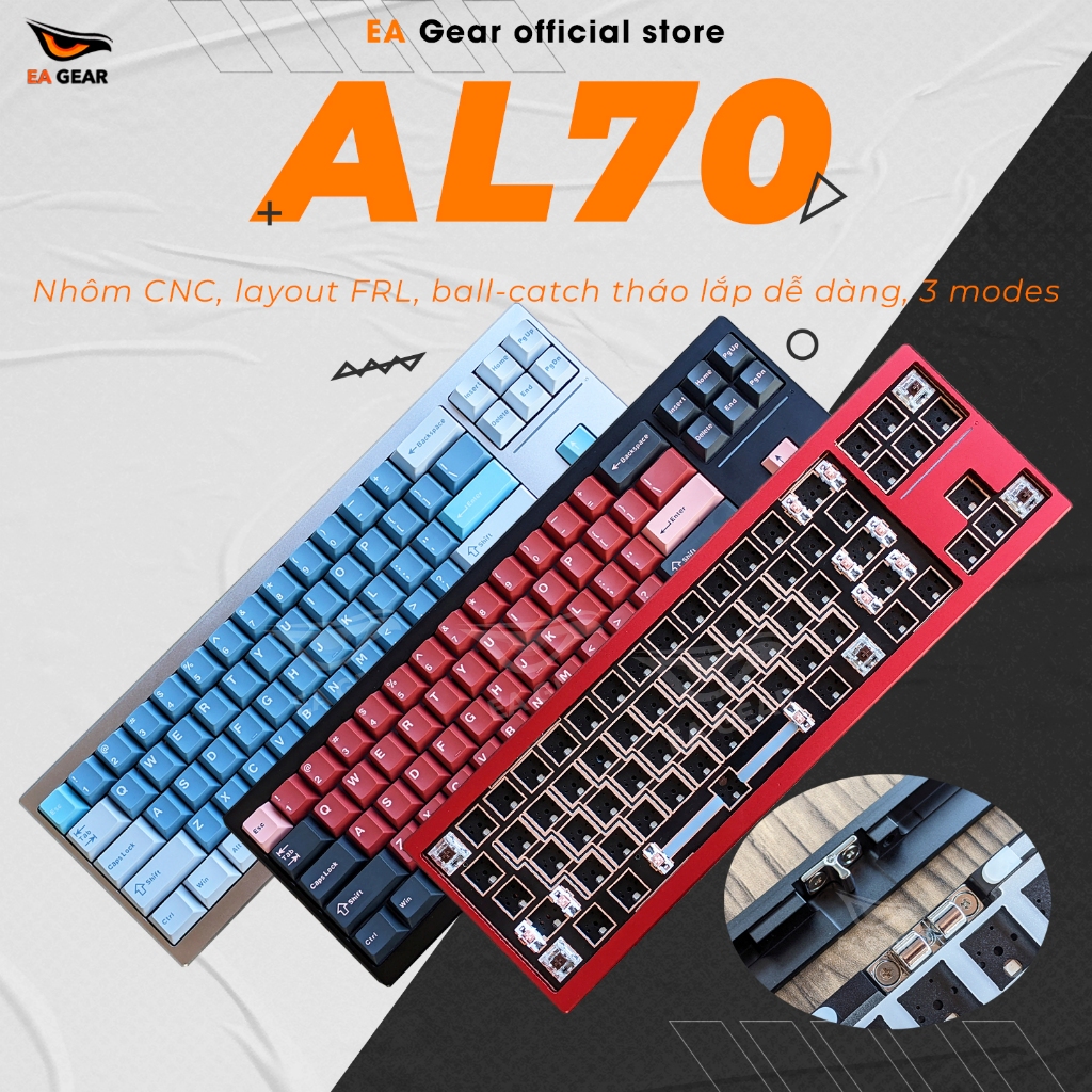 [Giao ngay] Bàn Phím Cơ AL70 3 Modes Có Ball Catch Layout FRL Tạ Gương BEST TẦM GIÁ - EA Gear