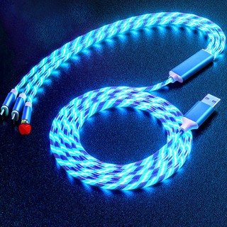 Cáp Sạc Phát Sáng Dây Sạc Điện Thoại Di Động Dây Sạc Nhanh Điện Thoại 3 Đầu Androi-C-Liling