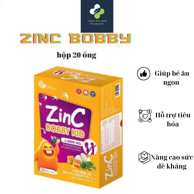 Siro tăng cường sức đề kháng cho bé ZinC Bobby Kid- Hỗ trợ tiêu hóa, giúp bé ăn ngon, ngừa tiêu chảy