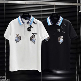 Áo polo Dolce hoạ tiết thêu logo phối cổ dệt chữ siêu đẹp - Áo polo nam hàng siêu cấp hot trend
